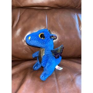 Ty Beanie Boos Sparkle Dragon Blue Sequin Wings Large Eyes Stuffed Toy